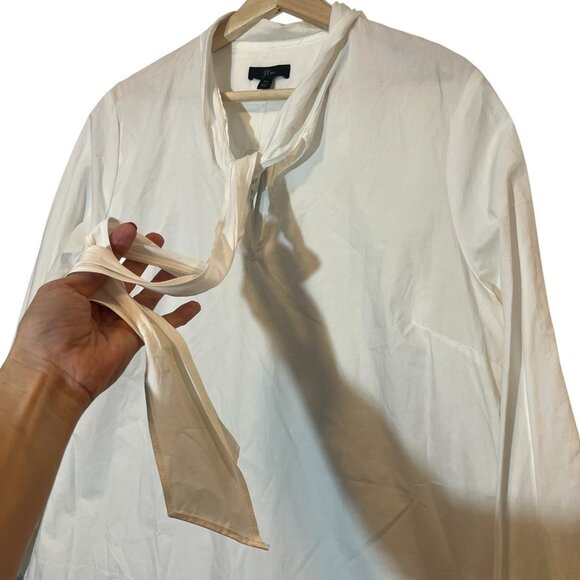 J.Crew Women’s Top Tie Neck Blouse XL Long Sleeves 100% Cotton NWT - Picture 10 of 11